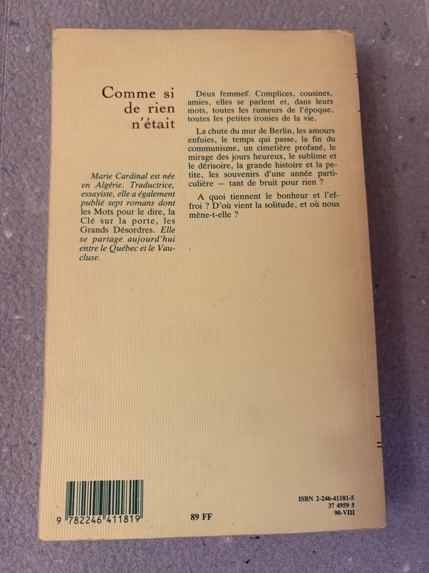 cardinal, marie : comme si de rien n'était