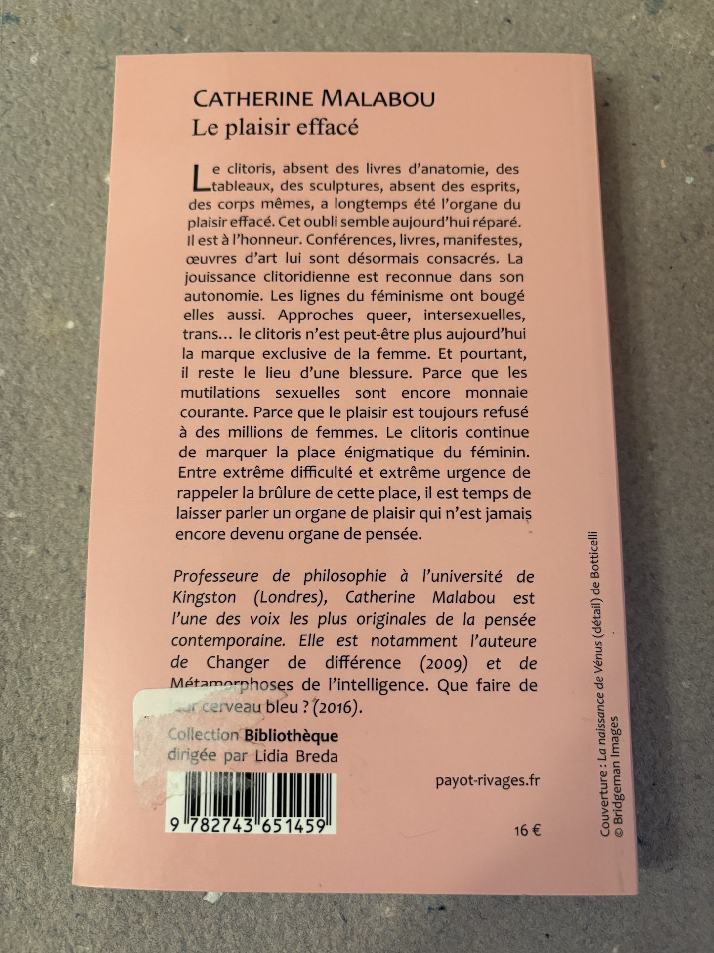 malabou, catherine : le plaisir effacé