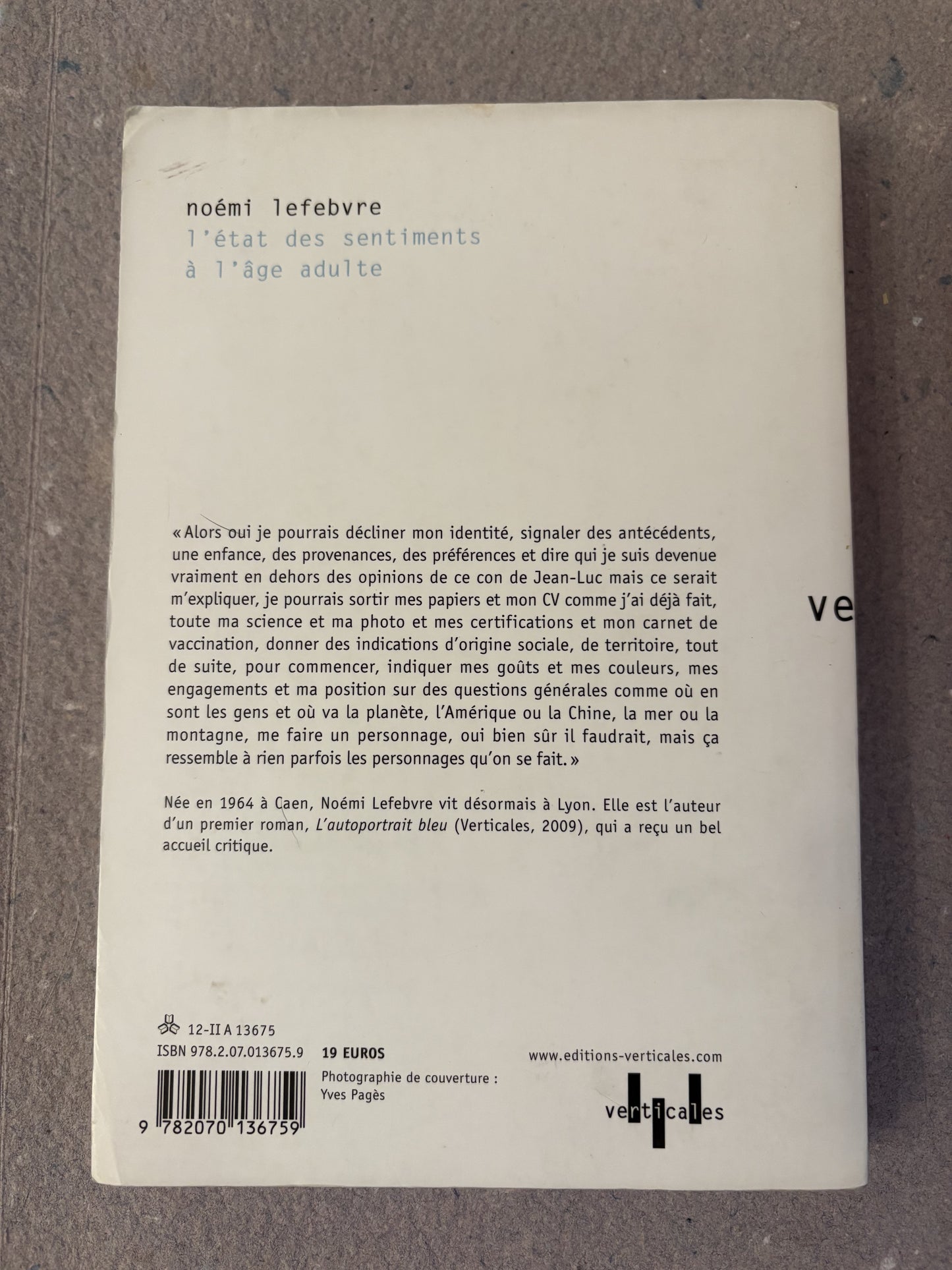 lefebvre, noémi : l'état des sentiments à l'âge adulte