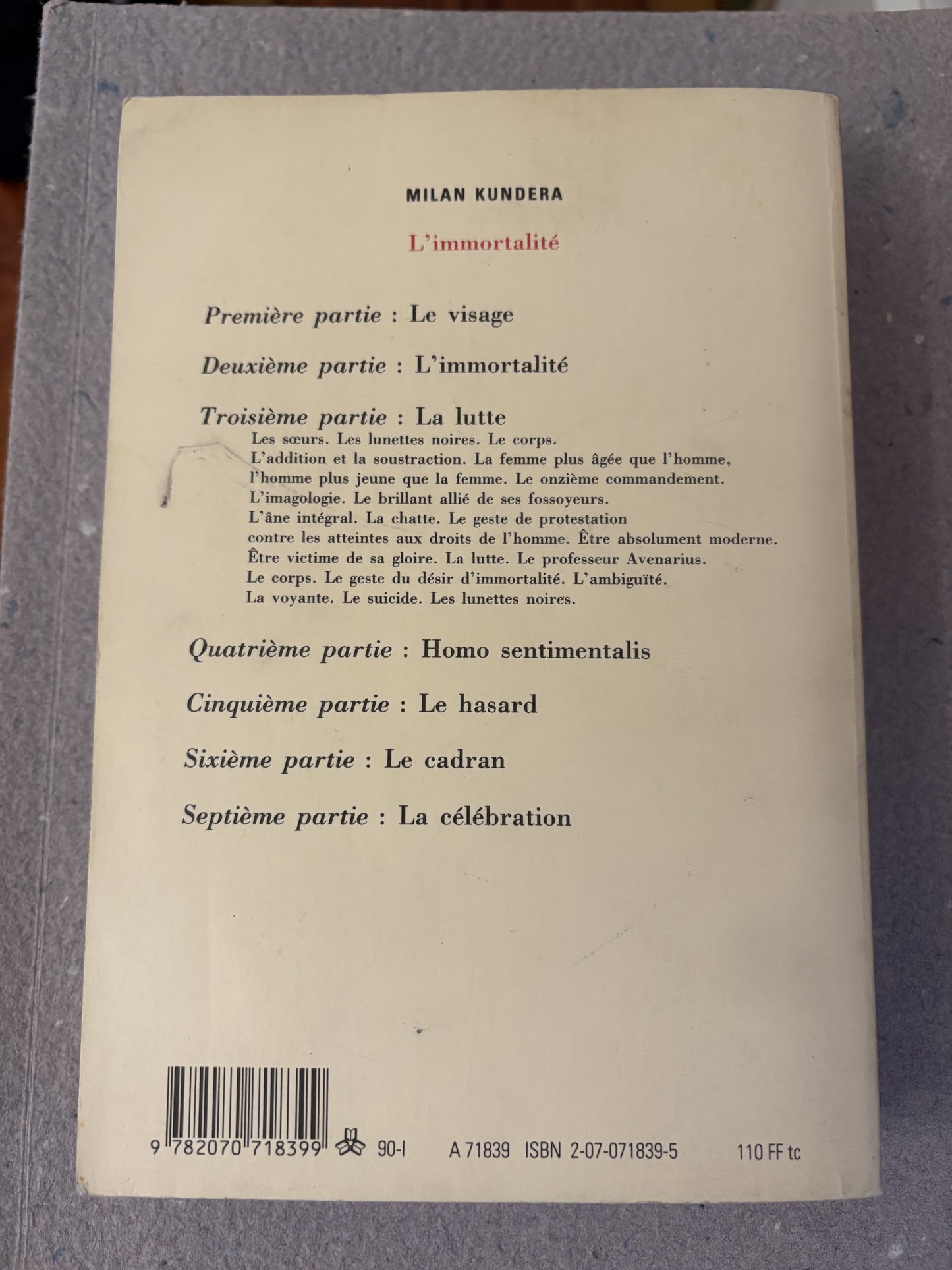 kundera, milan : l'immortalité