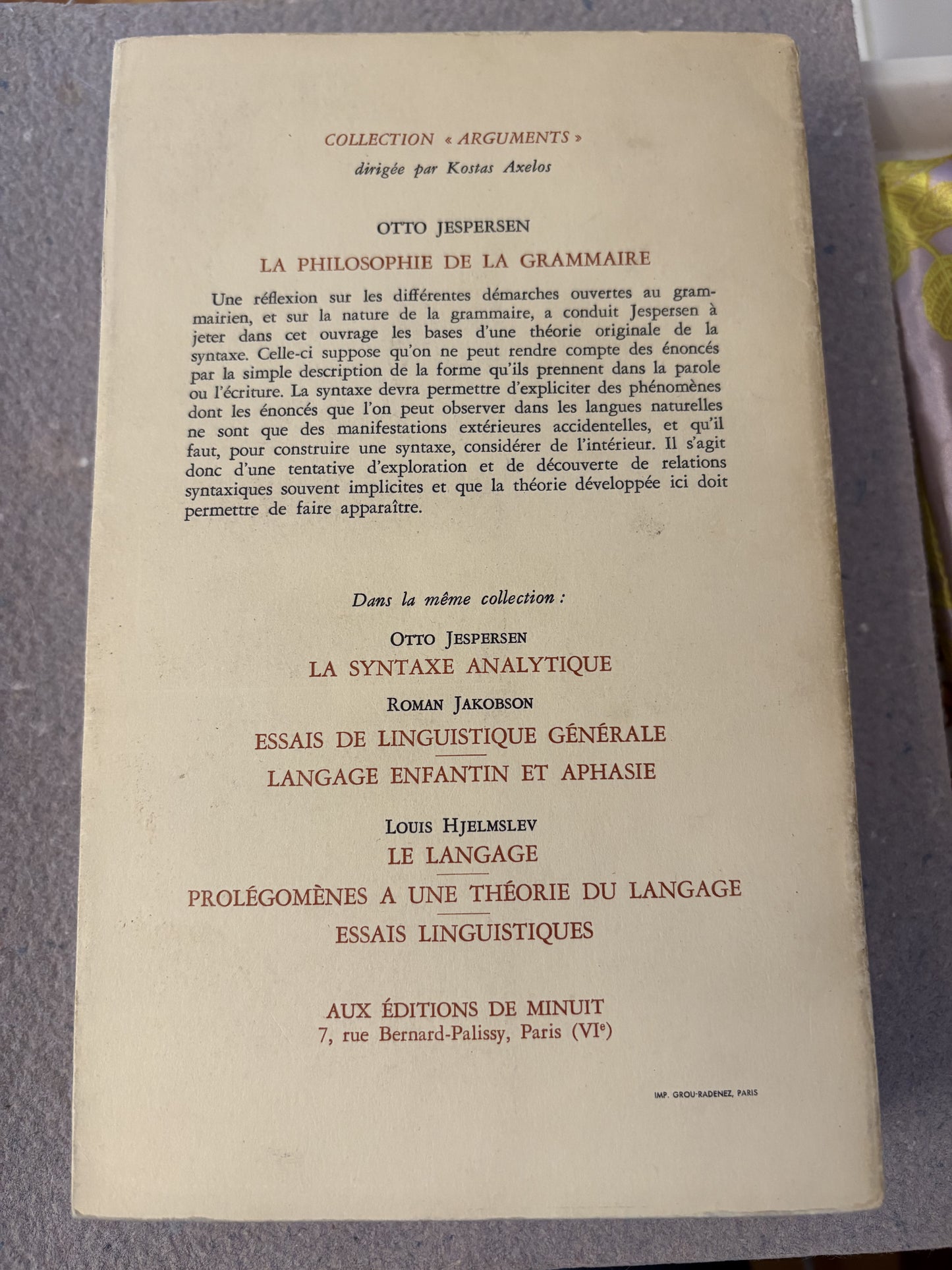 jespersen, otto : la philosophie de la grammaire