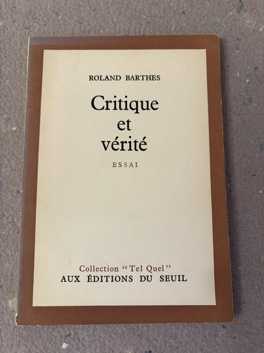 barthes, roland : critique et vérité