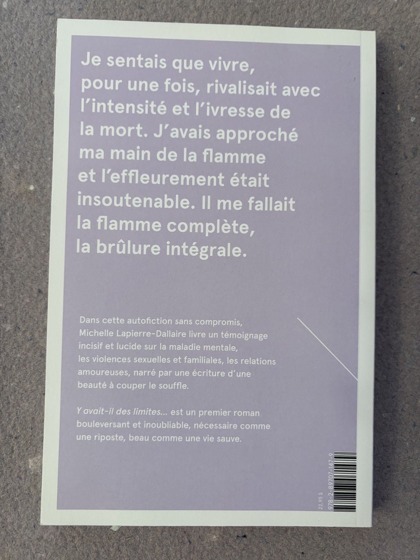 lapierre- dallaire, michelle : y avait-il des limites si oui je les ai franchies mais c'était par amour ok