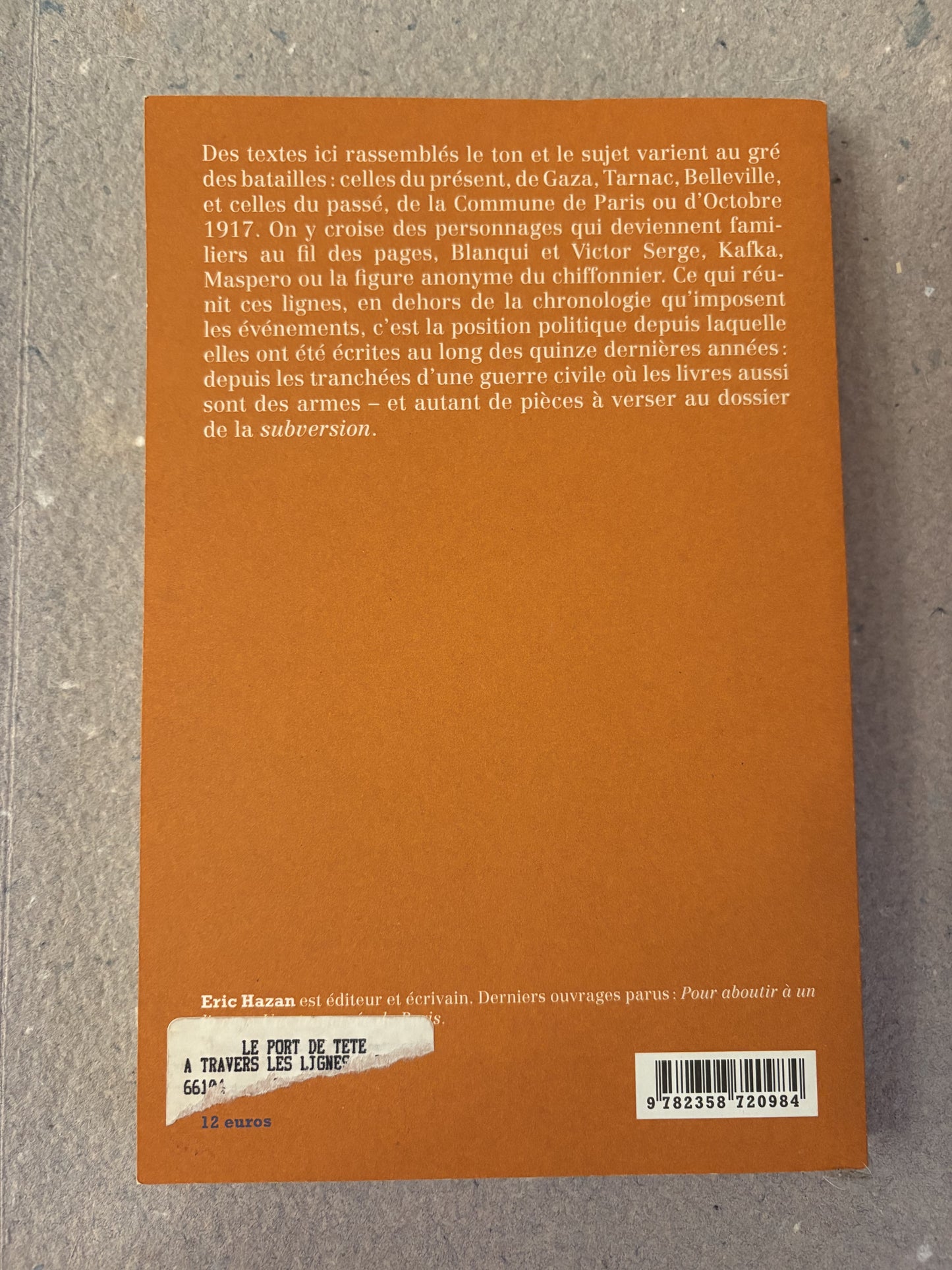 hazan, eric : à travers les lignes