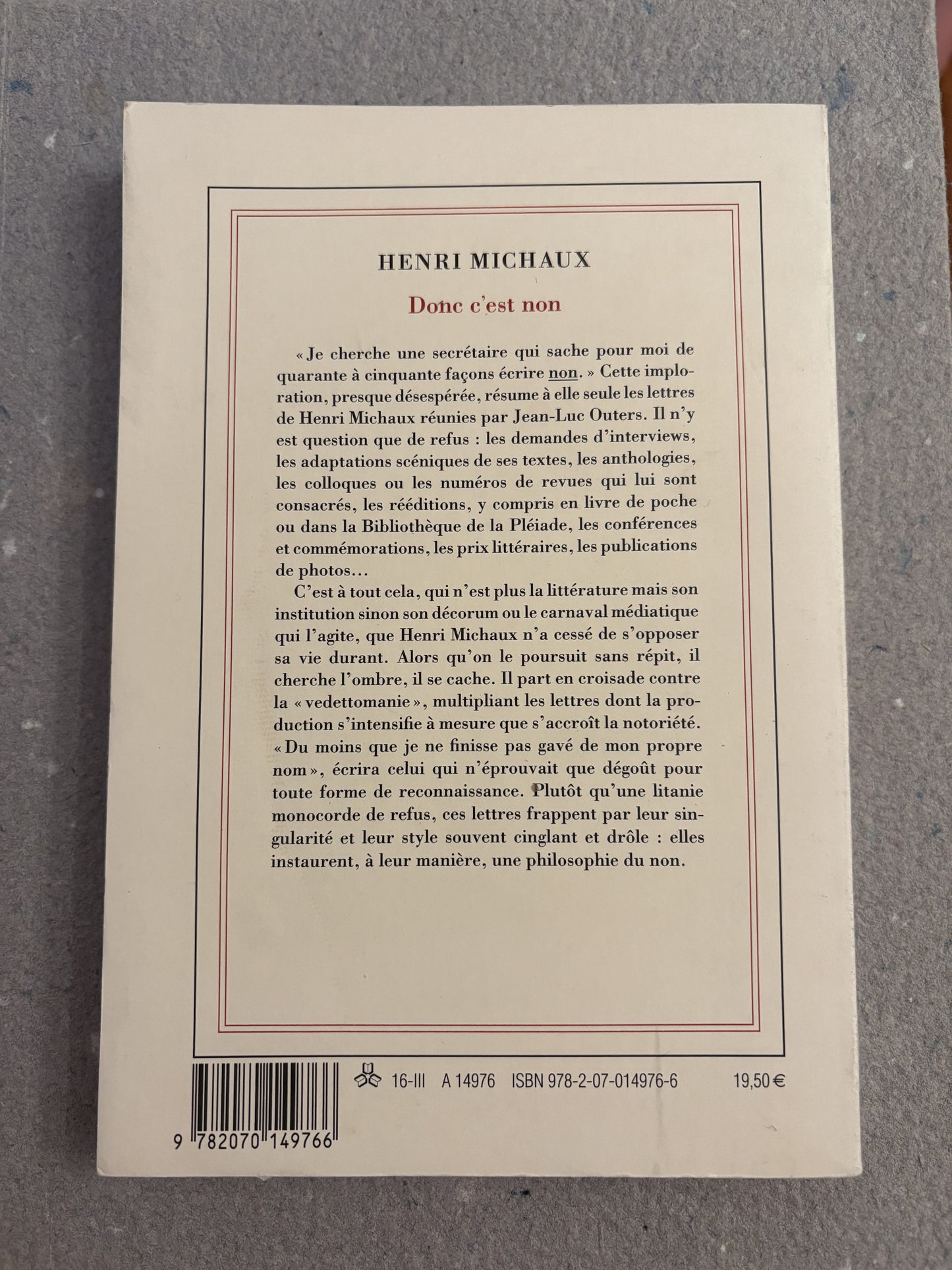 michaux, henri : donc c'est non