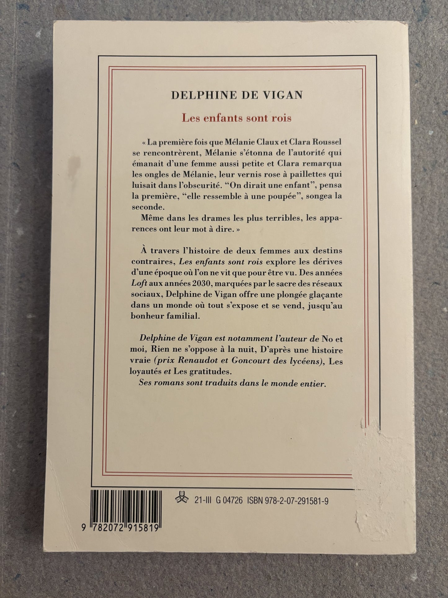 de vigan, delphine : les enfants sont rois