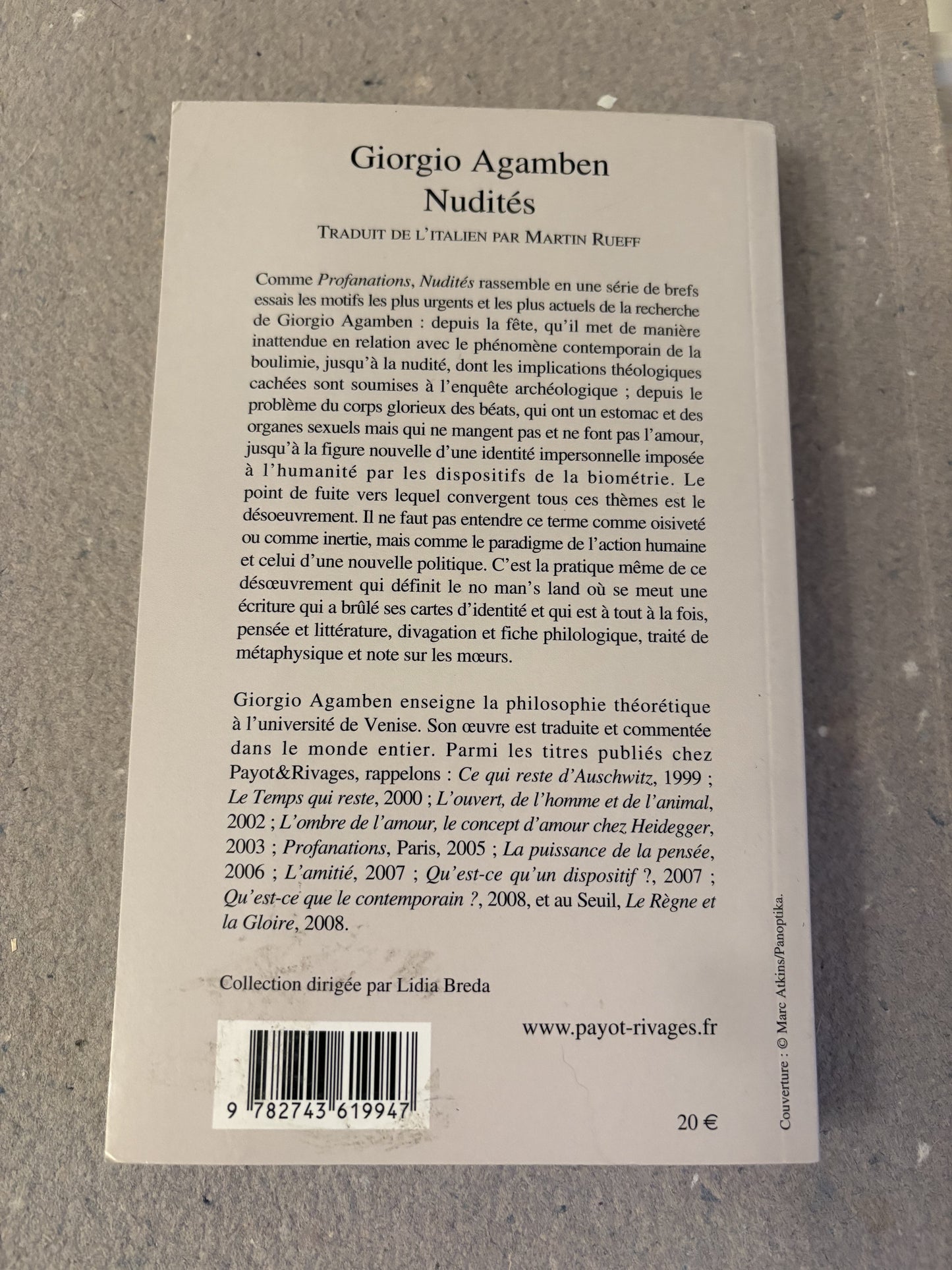 agamben, giorgio : nudités