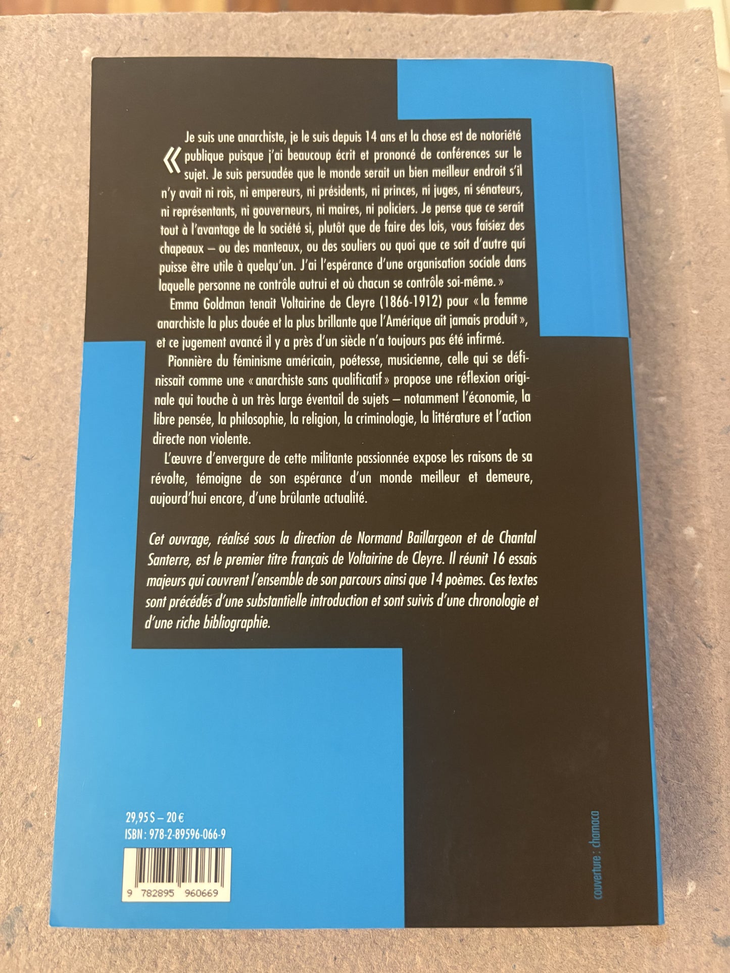 de cleyre, voltairine : d'espoir et de raison. écrits d'une insoumise