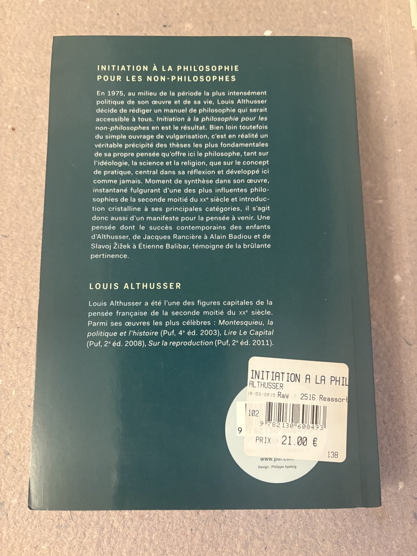 althusser, louis : initiation à la philosophie pour les non-philosophes