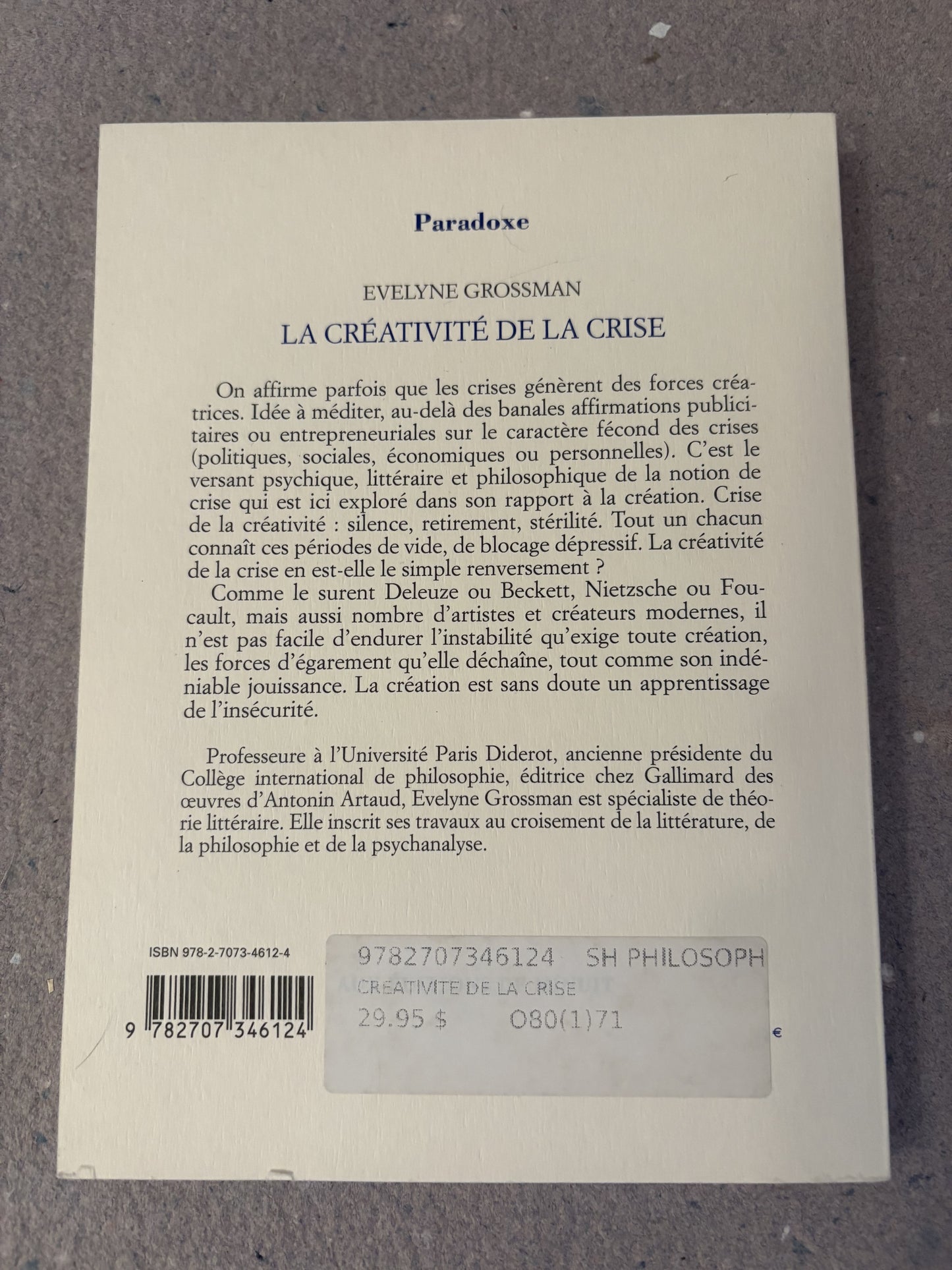 grossman, evelyne : la créativité de la crise