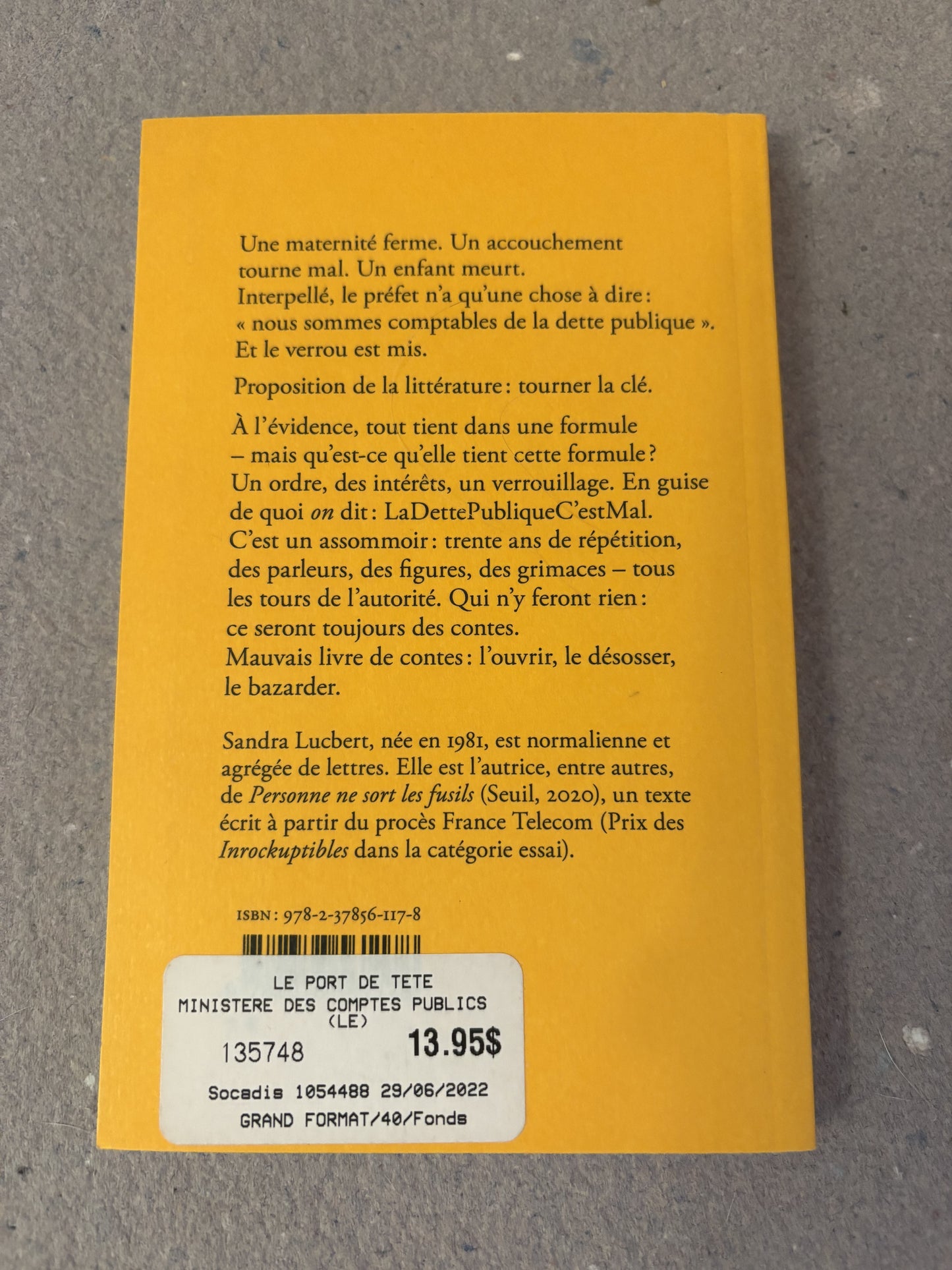 lucbert, sandra : le ministère des contes publics