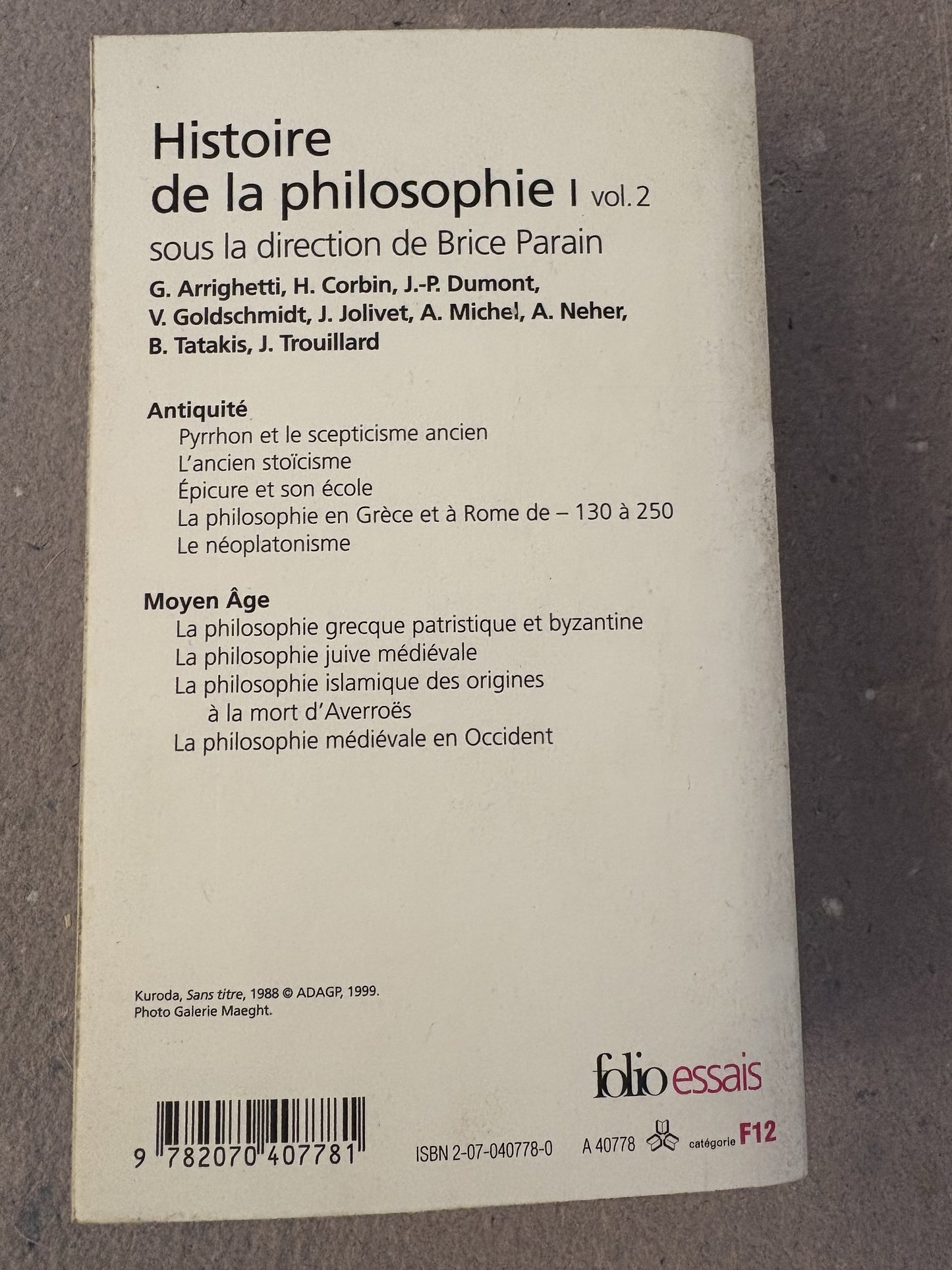 parain, brice (dir.) : histoire de la philosophie vol.2