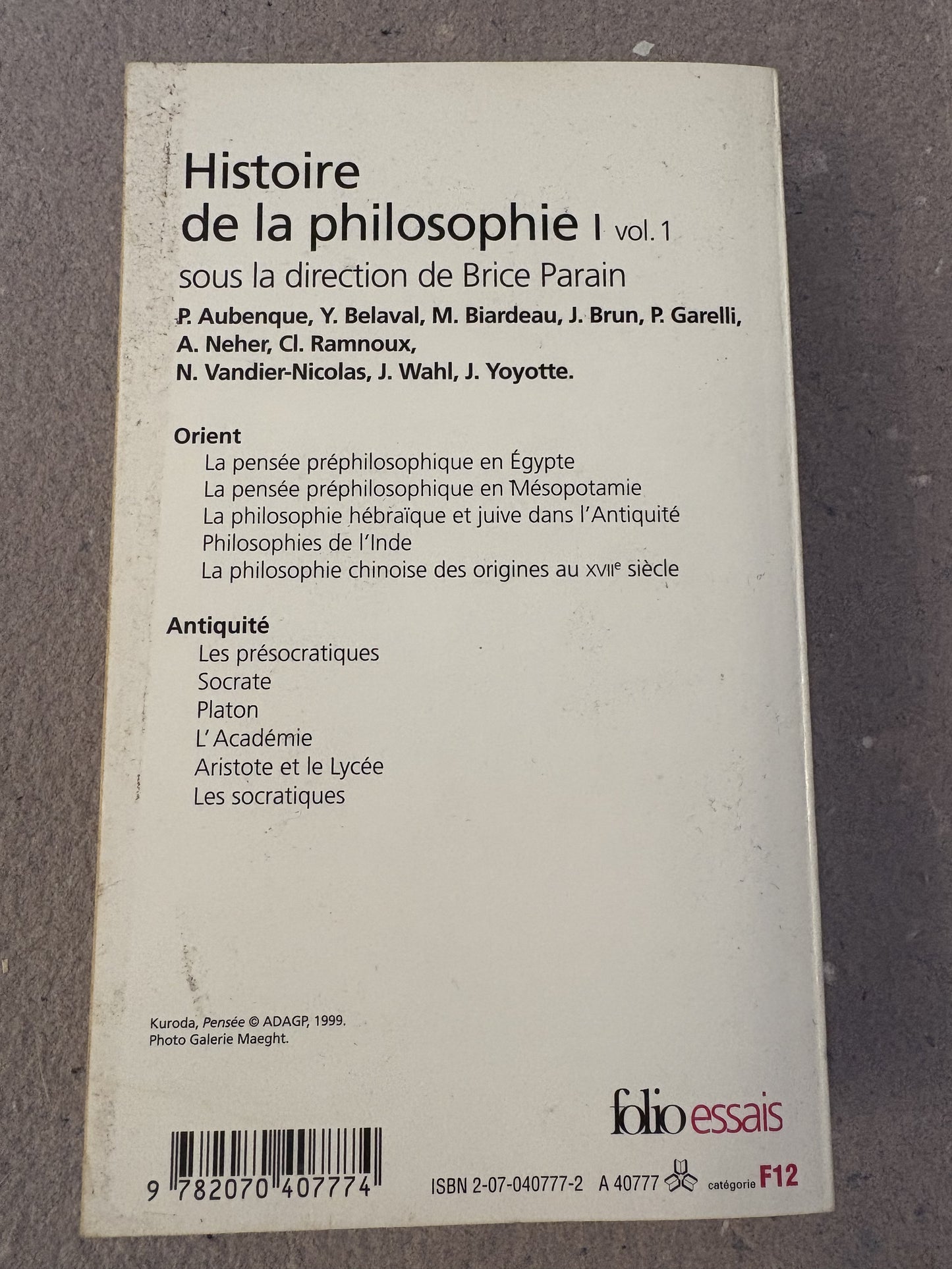 parain, brice : histoire de la philosophie vol.1